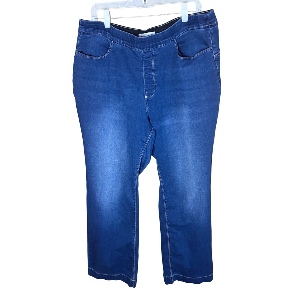 EST 1946 Denim Womens 20W Blue Pull On Mid Rise Straight Leg Jeans Medium Wash